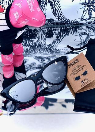 Зеркальные чёрные солнцезащитные очки pink, victorias secret. виктория сикрет, пинк