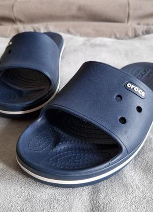 Женские мужские  унисекс оригинальные шлепанцы crocs crocband цвет navy4 фото