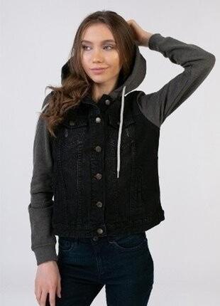 Джинсовая куртка esmara  черная с капюшоном  р.361 фото