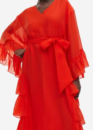 Платье кафтан с воланами из смесового лиоцелла h&m,p.s-m-l3 фото