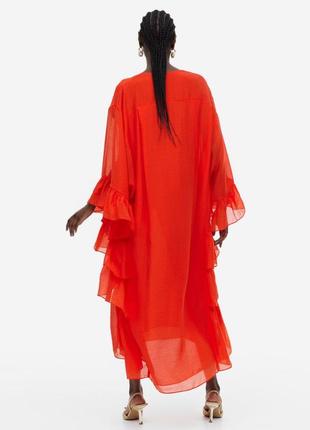 Платье кафтан с воланами из смесового лиоцелла h&m,p.s-m-l4 фото