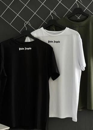 Комплект із трьох футболок palm angels (чорна, біла, хакі)