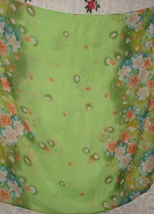 Супер шарф-снуд салатовый с цветами,100%вискоза.