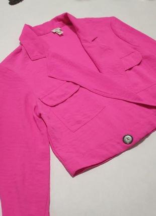 🖤трендовий яскравий рожевий кроп-піджак2 фото