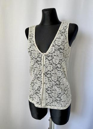 Intimissimi мереживний топ жилетка шовкова кремова