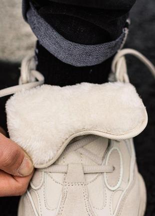Стильные меховые кроссовки adidas yeezy в бежевом цвете  /осень/зима/весна😍5 фото