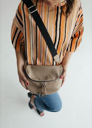 Шкіряна сумка bgstr з фактурної шкіри, кроссбоди жіноча, чорна сумка