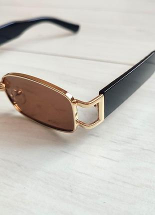 Очки с пирсингом, с кольцом, коричневые