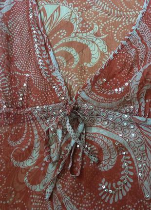 Прозрачная блуза туника 100% шелк от monsoon пог 46 см5 фото
