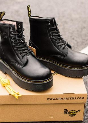 Меховые ботинки dr.martens в черном цвете из кожи /осень/зима/весна😍6 фото