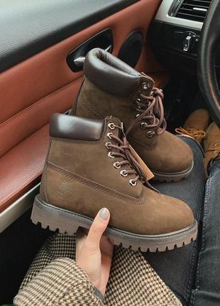 Зимние меховые ботинки timberland в коричневом цвете /осень/зима/весна😍1 фото