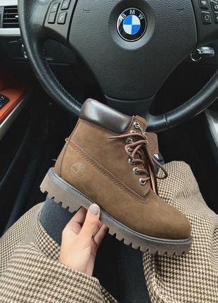 Зимние меховые ботинки timberland в коричневом цвете /осень/зима/весна😍3 фото