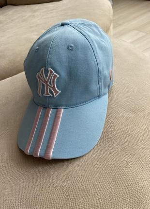 Джинсовая голубая кепка бейсболка adidas new york new era