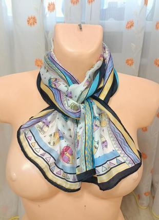 Шелковый тонкий шарф 27 см на 130 см шелк , принткоты2 фото