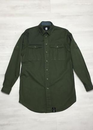 G-star raw брендовая мужская зеленая рубашка стрейч типа diesel