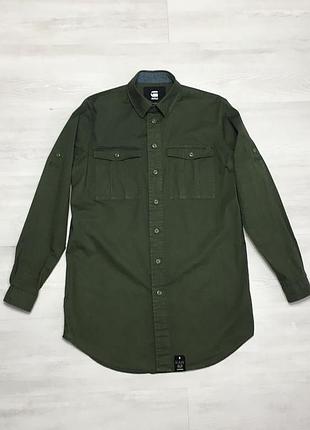 G-star raw брендова чоловіча зелена сорочка стрейч типу diesel