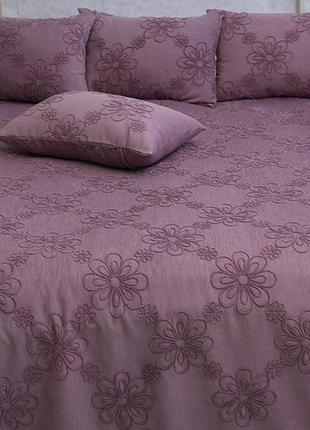 Бавовняне покривало з вишивкою та наволочки