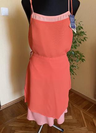 Шикарый новый коралловый костюм, топ + юбка, германия3 фото