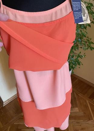 Шикарый новый коралловый костюм, топ + юбка, германия4 фото