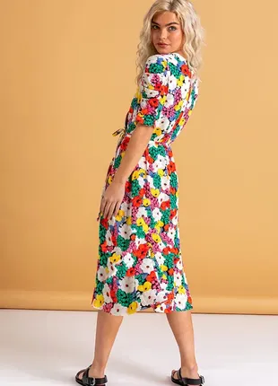 Цветочное платье миди под пояс4 фото