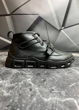 Стильные черные мужские ботинки, без шнурков, с фиксатором, на подкладке, кожаные/кожа-мужская обувь5 фото