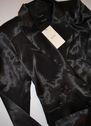 Черный сатиновый пиджак\атласный жакет от bershka (бирка!)10 фото