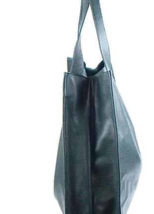 Фантастическая сумка шоппер из натуральной мягкой кожи зеленый6 фото