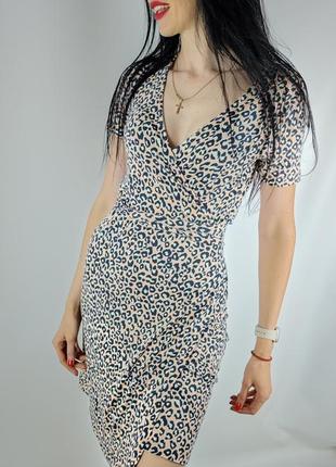 Леопардовое платье халат на запах escada