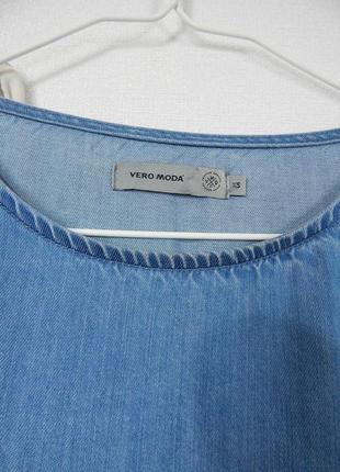 Голубая блуза с объемными рукавами с разрезами завязки джинсовая натуральная сток бренд4 фото