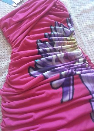 Крутое асимметричное платье с цветком цвета фуксии zara4 фото