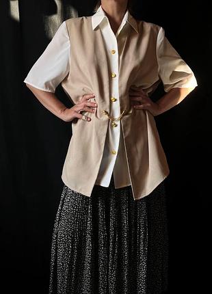 Шикарна вінтажна блуза з жилеткою