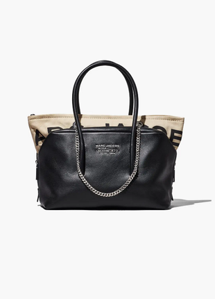 Большая черная кожаная сумка и полотняная сумка marc jacobs the duet satchel