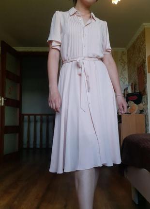 Платье nanette lepore розовое, размер s-m. новое с этикеткой, запасной пуговицей.длина 105 см