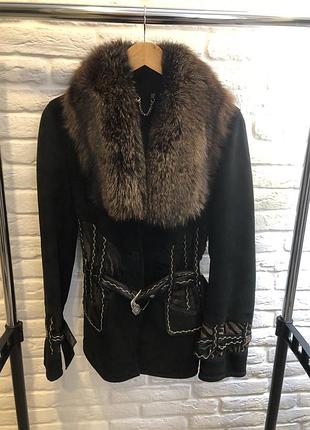Натуральна дублянка з хутром лисиці venticello designer by tolgaer