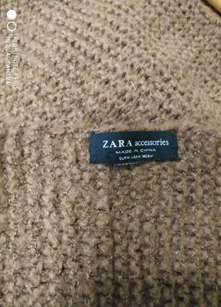 Огромный, длинный, коричневый, вязаный,стильный шарф/zara/275* 54 см5 фото