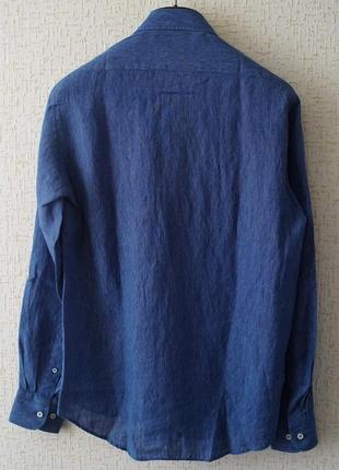 Мужская рубашка paul &amp; shark (италия), синего цвета из нормандского льна2 фото
