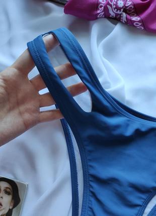Стильные плавки женские бикини с декоративным вырезом синие трусики раздельный купальник4 фото
