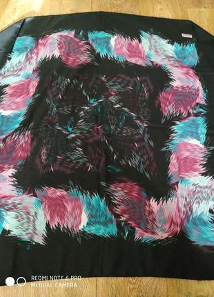 Большой, платок с абстрактным принтом/черный с розовым и голубым/турция/zambak/99*961 фото