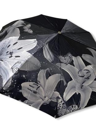 Жіноча парасолька frei regen напіватомат квітка атлас #03017