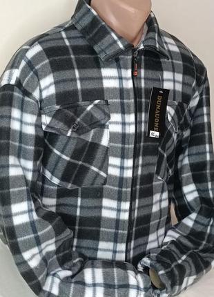 Рубашка теплая мужская на меху dunauone vdm-0016 классическая черная клетчатая на молнии мужская рубашка xl