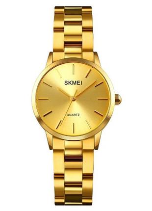 Женские часы skmei 1695gd gold  золотые наручные кварцевые1 фото