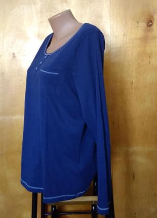 Р 16-18 / 50-52-54 легка зручна домашня піжамна синя футболка з довгим рукавом бавовна esmara2 фото