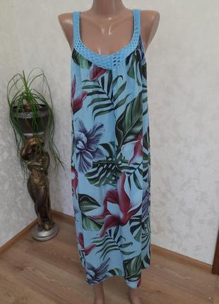 Легка невагома сукня сарафан котон   тропічний принт великий розмір італія