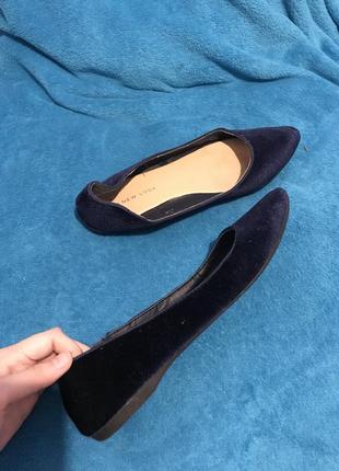 Синие бархатные туфли балетки new look 37 р (24 см)2 фото