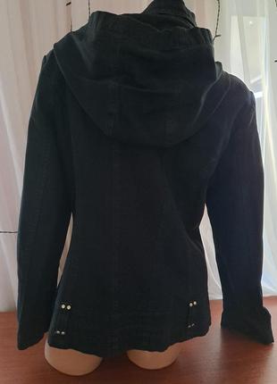 Куртка 🔥 джинс 52 50 48 р 🔥 женская кардиган женский б у  капюшон на подкладке р молния кнопки чёрный цвет2 фото
