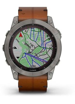 Смарт-часы garmin fenix 7x sapphire solar титановый с кожаным ремешком2 фото