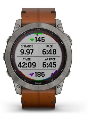 Смарт-часы garmin fenix 7x sapphire solar титановый с кожаным ремешком7 фото