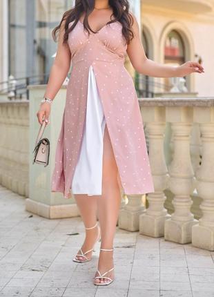 Плаття жіноче рожеве мідді платье женское розовое мидди осенние весенние летние осіннє весняне літнє