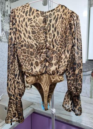 Нове леопардове боді зі стрінгами шикарна леопардова блуза s saint genies8 фото