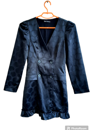 Zara мини платье пиджак в гороховый принт8 фото